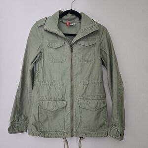 H&M Olive Green Utility Jacket Drawstring Waist